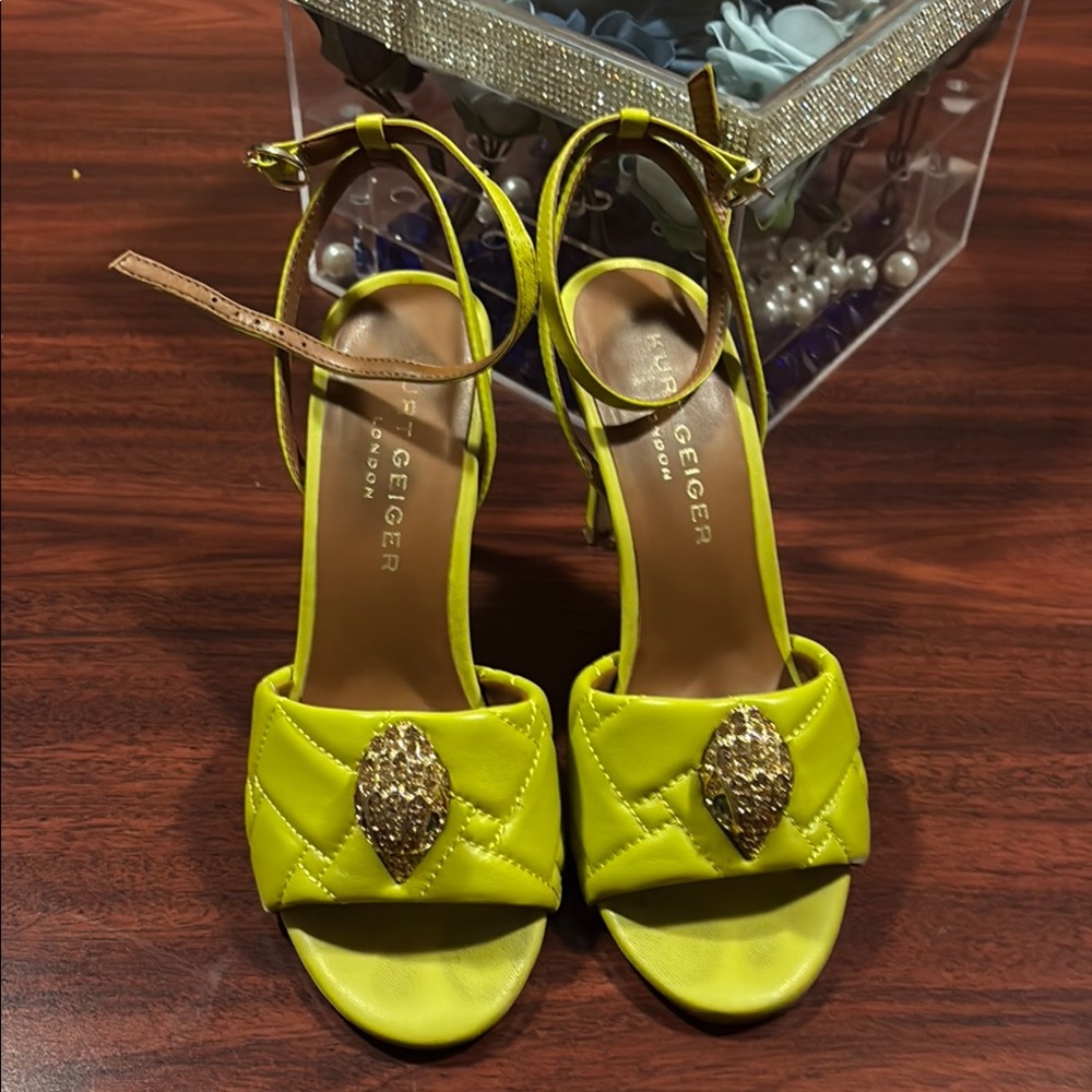 Kurt Geiger Gold and Yellow Sandals with Metallic Embellishment